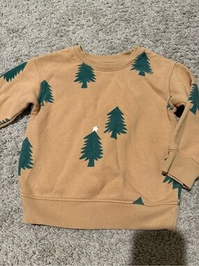 Cat & Jack Tan Pullover Sweatshirt with Forest Accent
